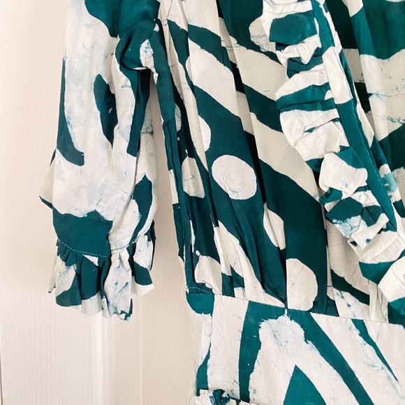 Busayo Tomi Green & White V-Neck High-Low Maxi Dress - Picture 7 of 13